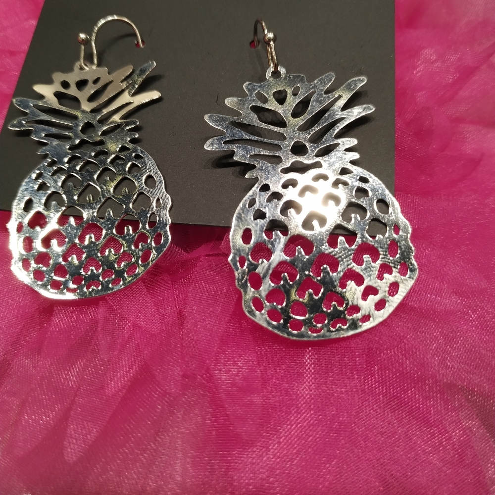 Silver pineapple earrings